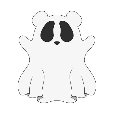 Cadılar Bayramı Panda İllüstrasyonu. Cadılar Bayramı temalı şirin panda illüstrasyonu. Çocuk kitapları, çıkartmalar, maskotlar, logolar için uygun. Beyaz arkaplanda vektör çocukların çizimi