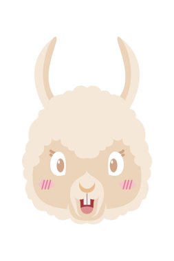 Tatlı çizgi film lama. Beyaz arkaplanda vektör çizimi izole edildi. Lama karikatür tasarımı, Hayvanat bahçesi sevimli hayat karakteri çocukluk ve sevimli temalı Vektör illüstrasyonu