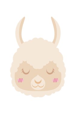 Tatlı çizgi film lama. Beyaz arkaplanda vektör çizimi izole edildi. Lama karikatür tasarımı, Hayvanat bahçesi sevimli hayat karakteri çocukluk ve sevimli temalı Vektör illüstrasyonu