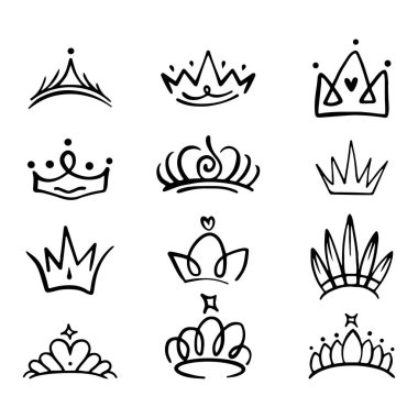 Crown ikon vektörü. İnce bir çizgi işareti. Taslak Taç İşareti. İzole edilmiş Contour Sembol İllüstrasyonu. Crown simge vektörü web ve mobil uygulama tasarımınız için beyaz arkaplanda izole edildi, Crown logo konsepti