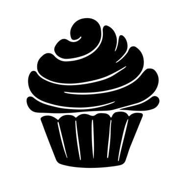 Beyaz arka planda izole edilmiş çizgi film Cupcake Illustration. Cupcake Simgesi