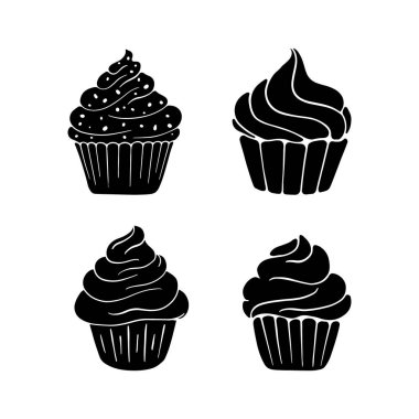 Beyaz arka planda izole edilmiş çizgi film Cupcake Illustration. Cupcake Simgesi