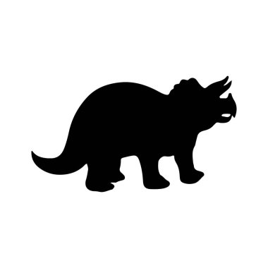 İzole edilmiş bir zeminde dinamik siyah beyaz bir dinozor çizimi. Beyaz arka planda tarih öncesi döneme ait çeşitli türleri barındıran dinozor siluetleri