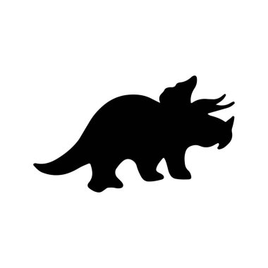 İzole edilmiş bir zeminde dinamik siyah beyaz bir dinozor çizimi. Beyaz arka planda tarih öncesi döneme ait çeşitli türleri barındıran dinozor siluetleri