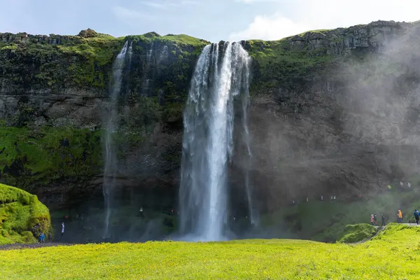 Seljalandsfoss Vízesés Izlandon Nyáron — Stock Fotó