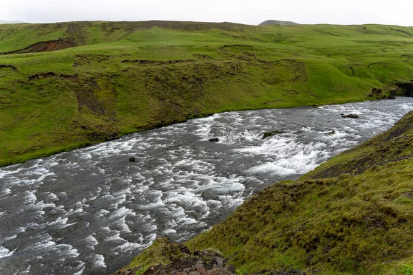 Ποταμός Skoga Πριν Τον Καταρράκτη Skogafoss Στην Ισλανδία — Φωτογραφία Αρχείου