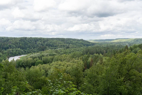 Sigulda Letonya Daki Gauja Vadisi Üzerinde Paradizes Kalns Veya Gleznotajkalns — Stok fotoğraf