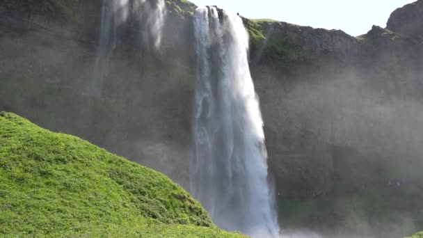 Filmagem Câmera Lenta Cachoeira Seljalandsfoss Islândia Verão — Vídeo de Stock