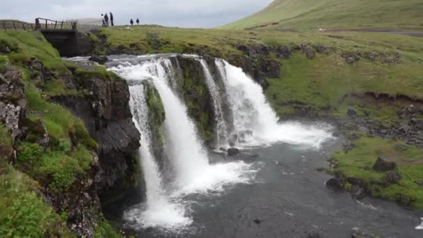 Kirkjufellsfoss Vodopád Islandu Létě — Stock video