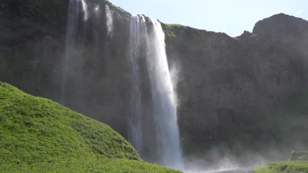 Wasserfall Seljalandsfoss Island Sommer — Stockvideo