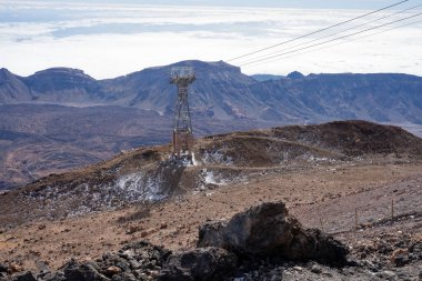 Mirador del Teide teleferik direğinden Teide Ulusal Parkı, Tenerife, Kanarya Adaları, İspanya