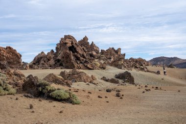Teide Ulusal Parkı Tenerife, İspanya 'da Minas de San Jose Çölü manzarası ve kaya oluşumları