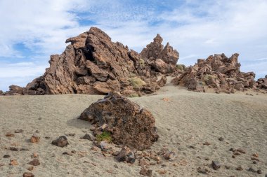 Teide Ulusal Parkı Tenerife, İspanya 'da Minas de San Jose Çölü manzarası ve kaya oluşumları