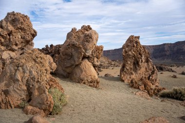 Teide Ulusal Parkı Tenerife, İspanya 'da Minas de San Jose Çölü manzarası ve kaya oluşumları