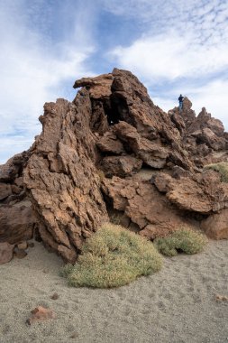 Teide Ulusal Parkı Tenerife, İspanya 'da Minas de San Jose Çölü manzarası ve kaya oluşumları