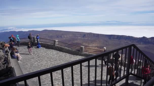 Monte Teide Tenerife España 2023 Turistas Mirador Del Teide Parque — Vídeo de stock