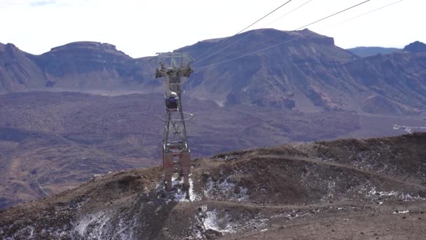 Mount Teide Tenerife Spanje 2023 Toeristen Met Kabelbaan Naar Beneden — Stockvideo