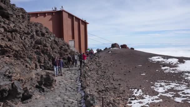 Mont Teide Tenerife Espagne 2023 Touristes Mirador Del Teide Dans — Video