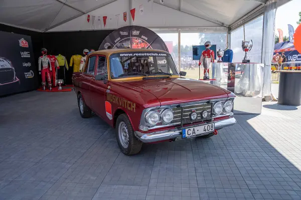 stock image Liepaja, Latvia - 07.20.2024: Moskvitch 408 rally car at WRC Rally Latvia 2024 service park