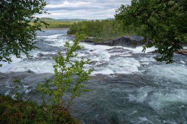 Yazın Norveç 'te Malselvfossen şelalesi
