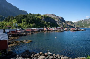 Norveç balıkçı köyü Nusfjord, Lofoten Adaları