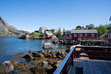 Norveç balıkçı köyü Nusfjord, Lofoten Adaları