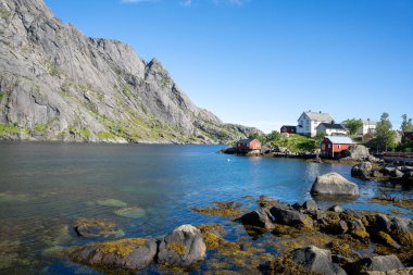 Norveç balıkçı köyü Nusfjord, Lofoten Adaları