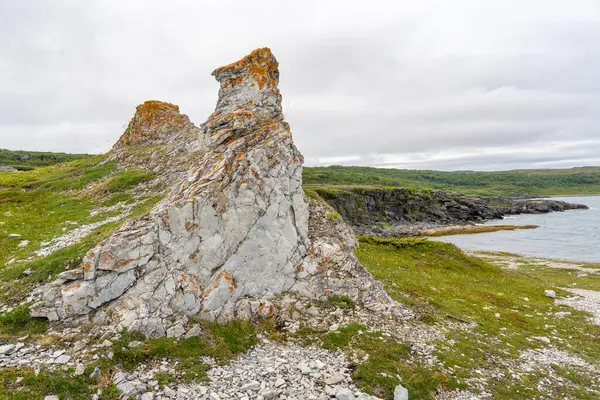 stock image Trollholmsund dolomite rock formations next to Porsangerfjord in Norway