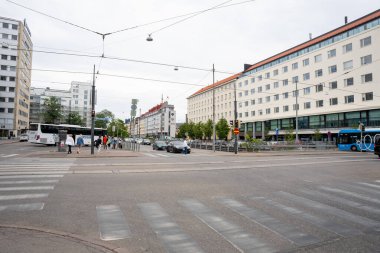 Helsinki, Finlandiya - 07.11.2024: Helsinki, Finlandiya 'da sokak