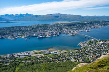 View over Tromso, Norway from Storsteinen viewpoint clipart