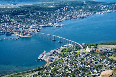 View over Tromso, Norway from Storsteinen viewpoint clipart