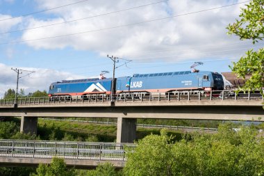 Abisko, İsveç - 07.09.2024: Kiruna, İsveç 'te mayın dolu tren vagonları