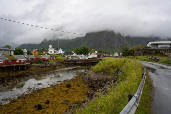 stock image Fishing cabins in Svolvaer, Lofoten Islands, Norway