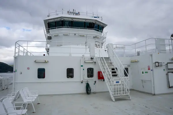 stock image Lofoten Islands, Norway - 07.08.2024: On Basto 3 ferry in Lofoten Islands, Norway