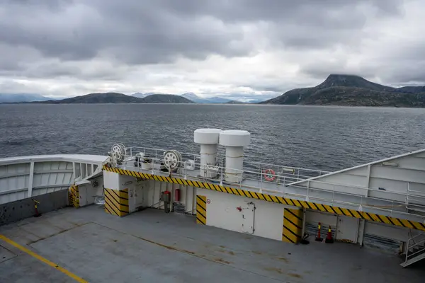 stock image Lofoten Islands, Norway - 07.08.2024: On Basto 3 ferry in Lofoten Islands, Norway