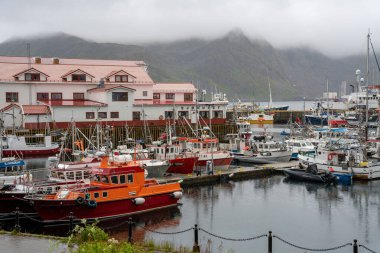 Honningsvag, Norway - 07.03.2024: Ships in The Port of North Cape in Honningsvag, Norway clipart