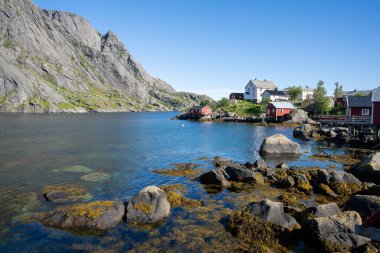 Norveç balıkçı köyü Nusfjord, Lofoten Adaları