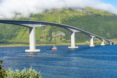 Landscape of Gimsoystraumen Bridge in the Lofoten islands, Norway clipart