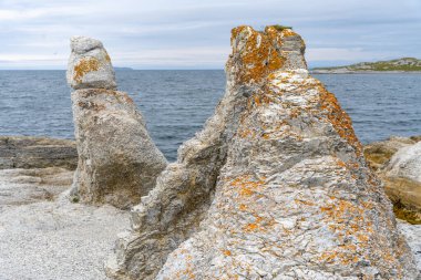 Norveç 'teki Porsangerfjord' un yanında Trol Holmsund Dolomite kaya oluşumları