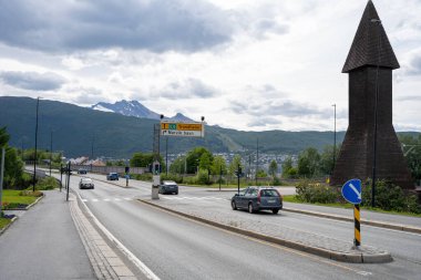 Narvik, Norveç - 07.05.2024: Narvik, Norveç sokaklarının manzarası