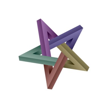 Optical Illusion with Interlocking Purple, Green, and Brown Triangles clipart