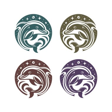 Yeşil, Kahverengi, Koyu Kahverengi ve Yıldızlı ve Kabarcıklı Mor Yunus Logoları