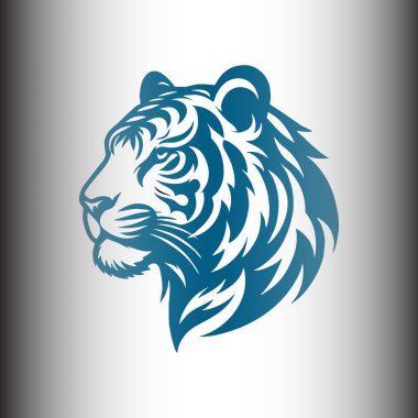 Blue Tiger Head with Stylized Details clipart