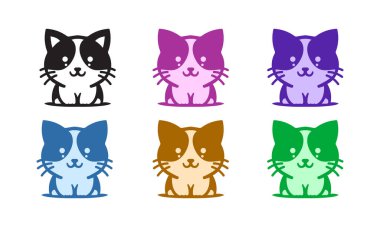 Kedi Logosu Koleksiyonu Çeşitli Renkler Biçim ve Temalar Tasarımı