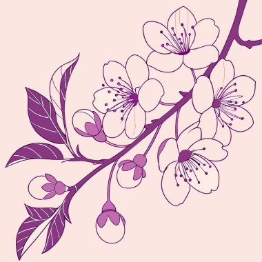 Zarif çiçeklerin ve yumuşak mor yaprakların bulunduğu sakin bir tasarım zarif ve sakin bir botanik sahnesi yaratıyor..