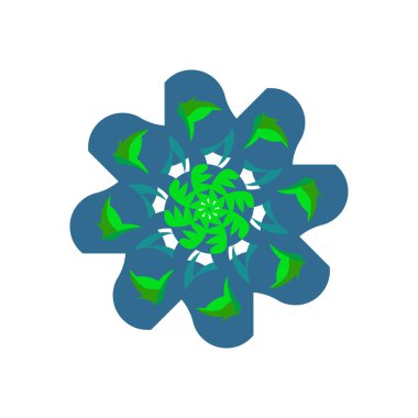 Beyaz zemin etrafında dönen kırmızı ve kahverengi noktalı elementlerle simetrik yıldız benzeri veya dişli tasarımı içeren dinamik bir dijital sanat parçası, gücü ve mekanik hareketi sembolize eder..