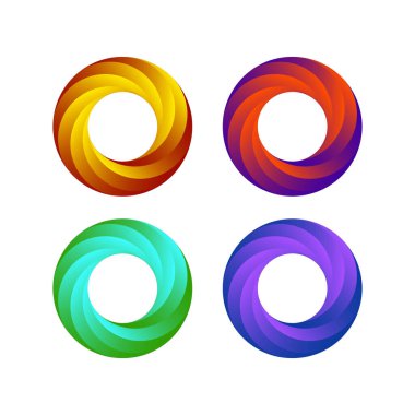 Beyaz arka planda altın sarıdan sıcak turuncuya doğru eğimli, hareketli ve derinlikli bir girdap halkasının canlı dijital bir çizimi..