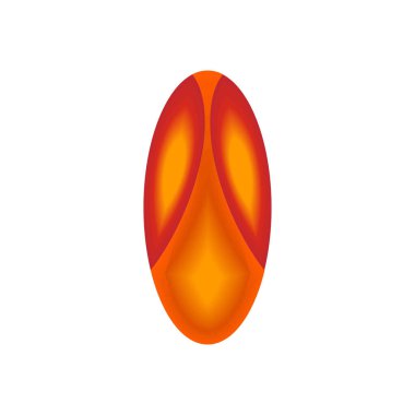 Canlı kırmızı-turuncu gradyan tasarımı. Beyaz üzerinde parlayan böcek gözü ya da hücreye benzeyen biçimlendirilmiş organik bir şekil. Bilim kurgu veya biyoloji teması için ideal.