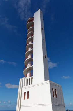 İspanya, Kanarya Adaları, Tenerife 'deki Buenavista del Norte' de modern deniz feneri.