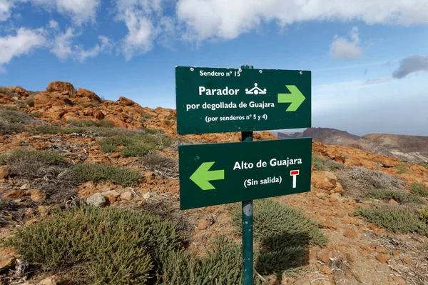 Segnaletica Trailhead Nel Parco Nazionale Del Teide Sulla Tenerife — Foto Stock